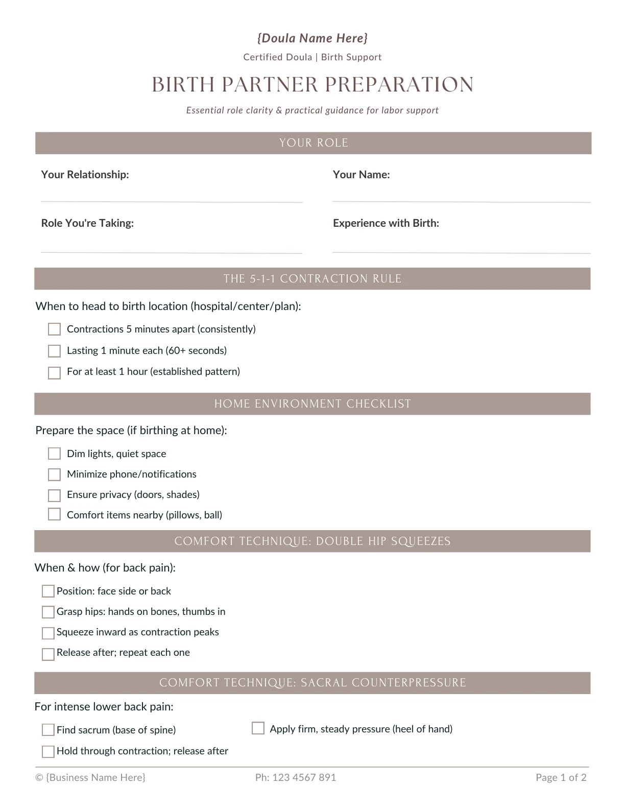 Birth Partner Preparation Guide Preview