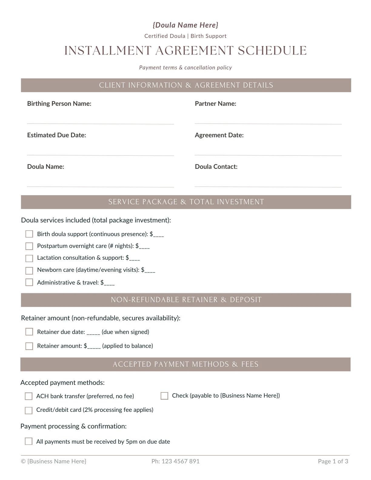 Installment Payment Schedule Preview