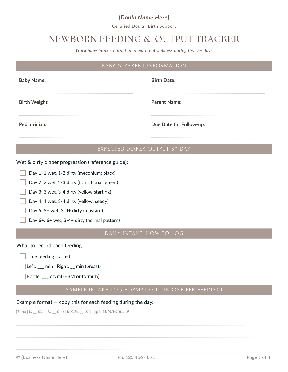 Newborn Feeding and Output Tracker Preview